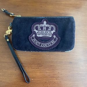 Juicy Couture Black Velour Y2K Wristlet/Wallet